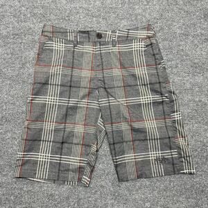 No Fear Shorts Mens 30 Gray Plaid Chino Microfiber Stretch 10 Inch Inseam Casual